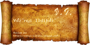 Ványi Ildikó névjegykártya